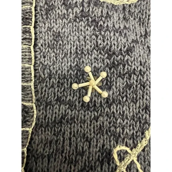 Vintage Christmas Cardigan‎ Blue Sweater Vest Ornaments Balls - Picture 4 of 7